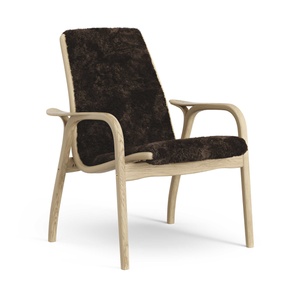 Fauteuil suédois en stratifié, placage chêne/expresso/peau de mouton