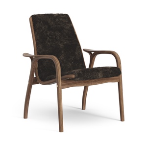Fauteuil suédois en stratifié laqué Noyer/expresso/peau de mouton