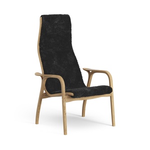 Fauteuil suédois Lamino en chêne huilé haut/ Noir/peau de mouton