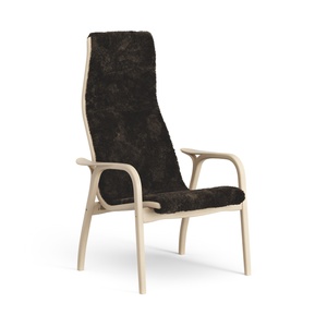 Fauteuil haut suédois Lamino en hêtre laqué/expresso/peau de mouton