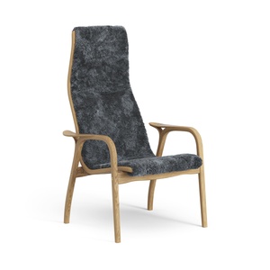 Fauteuil suédois Lamino en chêne huilé/anthracite/peau de mouton