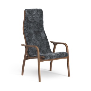 Fauteuil haut suédois Lamino laqué Noyer/anthracite/peau de mouton
