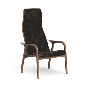 Fauteuil Haut Suédois Lamino Laqué Noyer/expresso/peau de Mouton