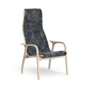 Fauteuil haut suédois Lamino en hêtre laqué/anthracite/peau de mouton