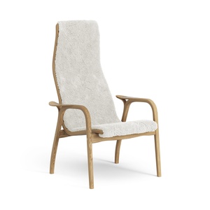 Fauteuil suédois Lamino en chêne huilé haut/ Blanc cassé/peau de mouton