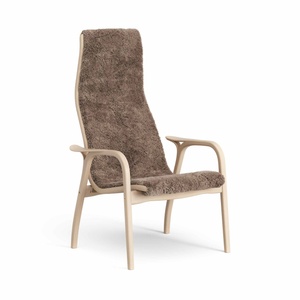 Fauteuil Haut Suédois Lamino en Hêtre laqué/Sahara/peau de Mouton