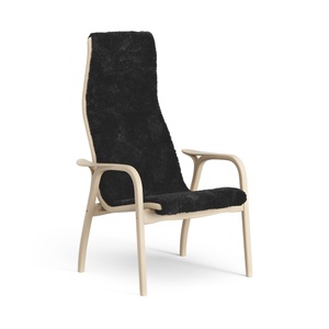 Fauteuil Haut Suédois Lamino en Hêtre Laqué/ Noir/peau de Mouton
