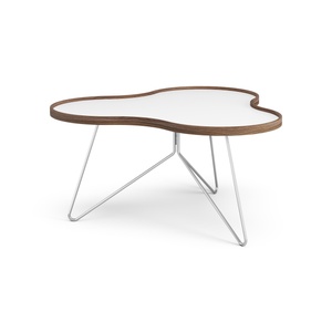 Table basse Swedese Flower 90x84 Blanc/ Noyer/ Chrome