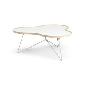 Table basse Swedese Flower 114x107 Blanc/Hêtre/ Chrome