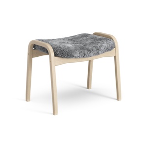 Repose-pieds suédois Lamino en hêtre laqué/gris scandinave/peau de mouton