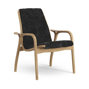 Fauteuil suédois en stratifié chêne huilé/ Noir/peau de mouton