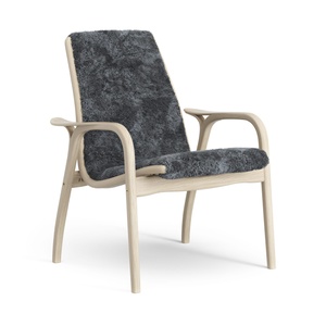 Fauteuil suédois en stratifié chêne laqué/anthracite/peau de mouton
