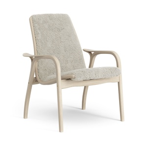Fauteuil suédois en stratifié chêne laqué/clair de lune/peau de mouton