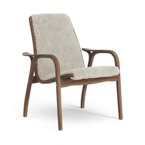 Fauteuil suédois en stratifié laqué Noyer/clair de lune/peau de mouton