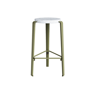 Tabouret TipToe MI LOU en plastique recyclé Blanc/vert kaki