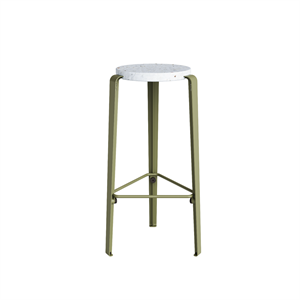 Tabouret TipToe BIG LOU en plastique recyclé Blanc/vert kaki