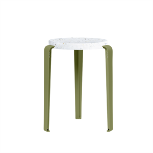 Tabouret TipToe LOU en Plastique Recyclé Blanc/vert Kaki