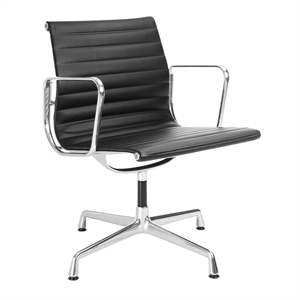 Chaise de Bureau Vitra Aluminium EA 108 avec Siège Pivotant Noir/ Chrome