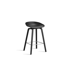 Tabouret de bar HAY AAS32 H65 Noir/acier inoxydable/ Noir