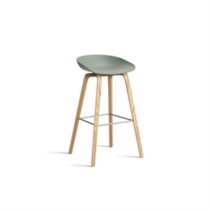 Tabouret de bar HAY AAS32 H75 Chêne/Acier inoxydable/Vert automne