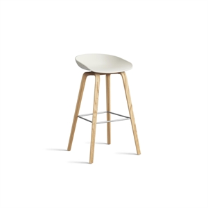Tabouret de Bar HAY AAS32 H75 Chêne/Acier inoxydable/Crème Mélangée