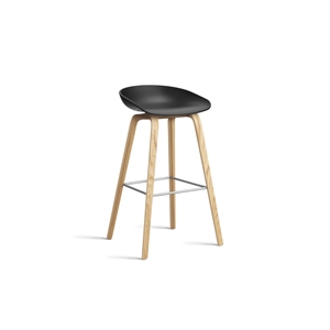 Tabouret de Bar HAY AAS32 H75 Chêne/Acier Inoxydable/ Noir