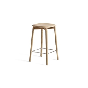 Tabouret de bar HAY Soft Edge 82 H65 Chêne/Acier inoxydable