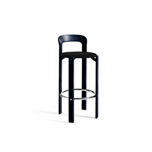 Tabouret de Bar HAY Rey H75 avec Assise Rembourrée Bleu Profond