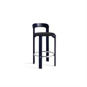 Tabouret de Bar HAY Rey H65 avec Assise Rembourrée Bleu Profond