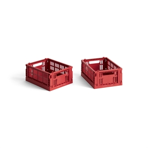 Lot de 2 mini boîtes de rangement HAY Colour Crate, Rouge