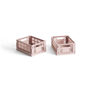 Coffret de Rangement HAY Colour Crate Mini Lot de 2 Blush