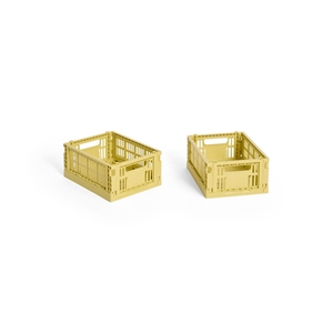 Lot de 2 Mini Boîtes de Rangement HAY Colour Crate, Jaune Poudré