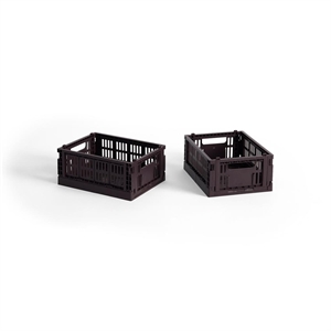 Coffret de Rangement HAY Colour Crate Mini Lot de 2 Bordeaux
