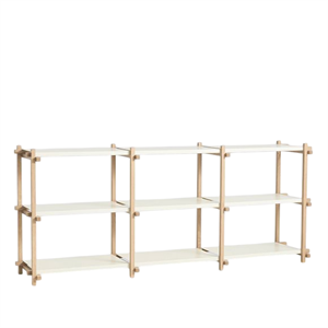 Étagère Basse HAY Woody Shelving 2.0, Blanc Amande/acier