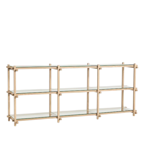 Étagère Basse HAY Woody Shelving 2.0, Blanc Amande/verre