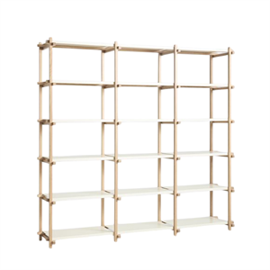 Bibliothèque HAY Woody Shelving 2.0, Grand , Blanc Amande/acier