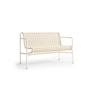 Banc de Salle à Manger HAY Palissade Cord avec Accoudoirs, Blanc Crème