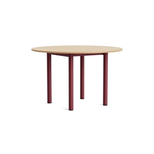 Table à manger ronde HAY Annex Ø120 Chêne laqué/Rouge grange