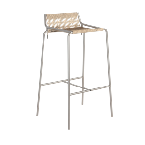 Thorup Copenhagen Noel Tabouret de Bar Acier Inoxydable/Lin Haut