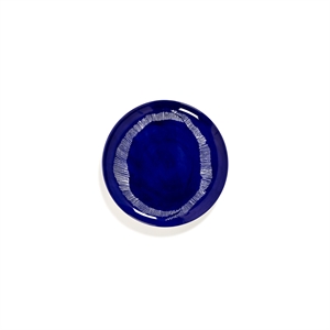 Assiette Serax Feast L Rayures Blanc/ Bleu foncé