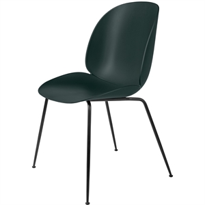 GUBI Beetle Chaise de Table de Salle à Manger Base Conique Mat Noir/ Vert Foncé
