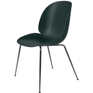 GUBI Beetle Chaise de Table de Salle à Manger Base Conique Chrome Noir/ Vert Foncé