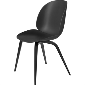 GUBI Beetle Chaise de Table de Salle à Manger Base en Bois Noir Hêtre Teinté Semi- Mat/ Noir