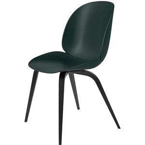 GUBI Beetle Chaise de Table de Salle à Manger Base en Bois Hêtre Teinté Noir Semi- Mat/ Vert Foncé