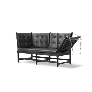 Fredericia Furniture Canapé Lit M. Pliable à Droite, Incl. Boutons Noir Laqué/Cuir 301