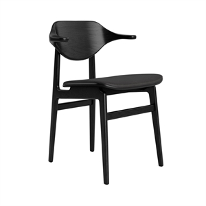 Chaise de Salle à Manger NORR11 Bufala avec Assise Rembourrée, Noir Noir/anthracite 21003