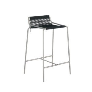 Thorup Copenhagen Noel Tabouret de Bar Acier Inoxydable/Lin Noir Bas