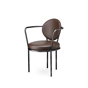 Design By Us Casablanca Chaise de Table à Manger Cuir Métal brut/Brun Foncé