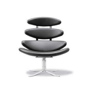Fredericia Furniture Corona Fauteuil Chrome Brossé/ Cuir Omni 301 Noir