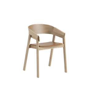 Muuto Cover Dining Table Chair m. Accoudoir Rembourré Cuir Cognac/Chêne